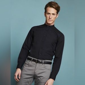 Black mandarin collared shirt